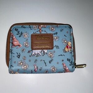 Loungefly Disney Winnie the Pooh Blue Floral Zip Wallet